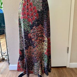Miss Ashley Maxi Skirt, Large, Colorful Flare Hem with Intricate Patterns
